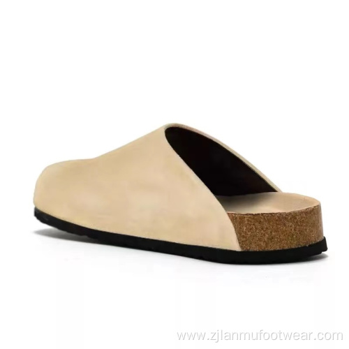 Round Toe Suede Sandals Cork Slippers